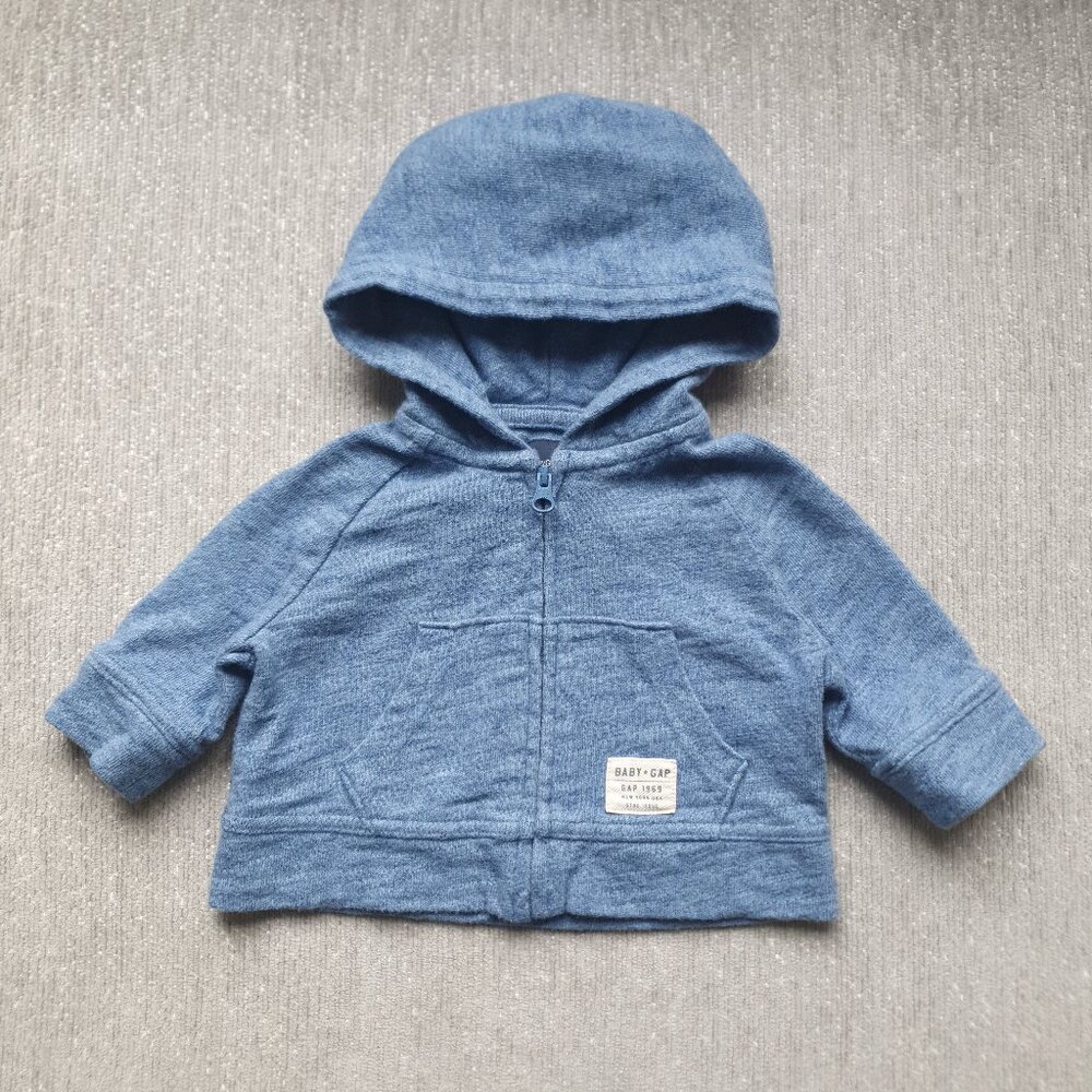💙5/$20💙 Baby Gap Blue Zip Hoodie Sweatshirt Size 0-3 Months
